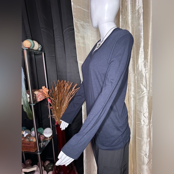 Navy Blue long Sleeve Blouse Size 2X - Picture 3 of 5